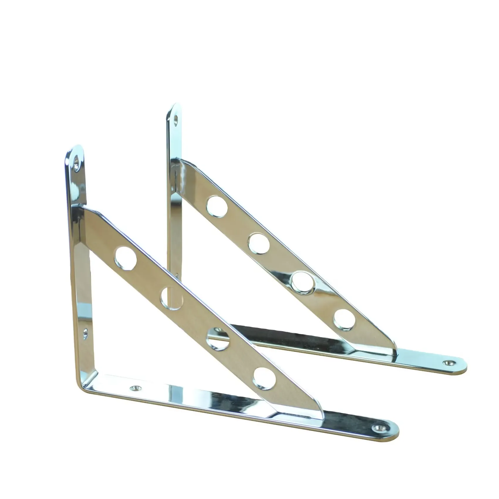 Pair of chrome triangle corner shelf brackets