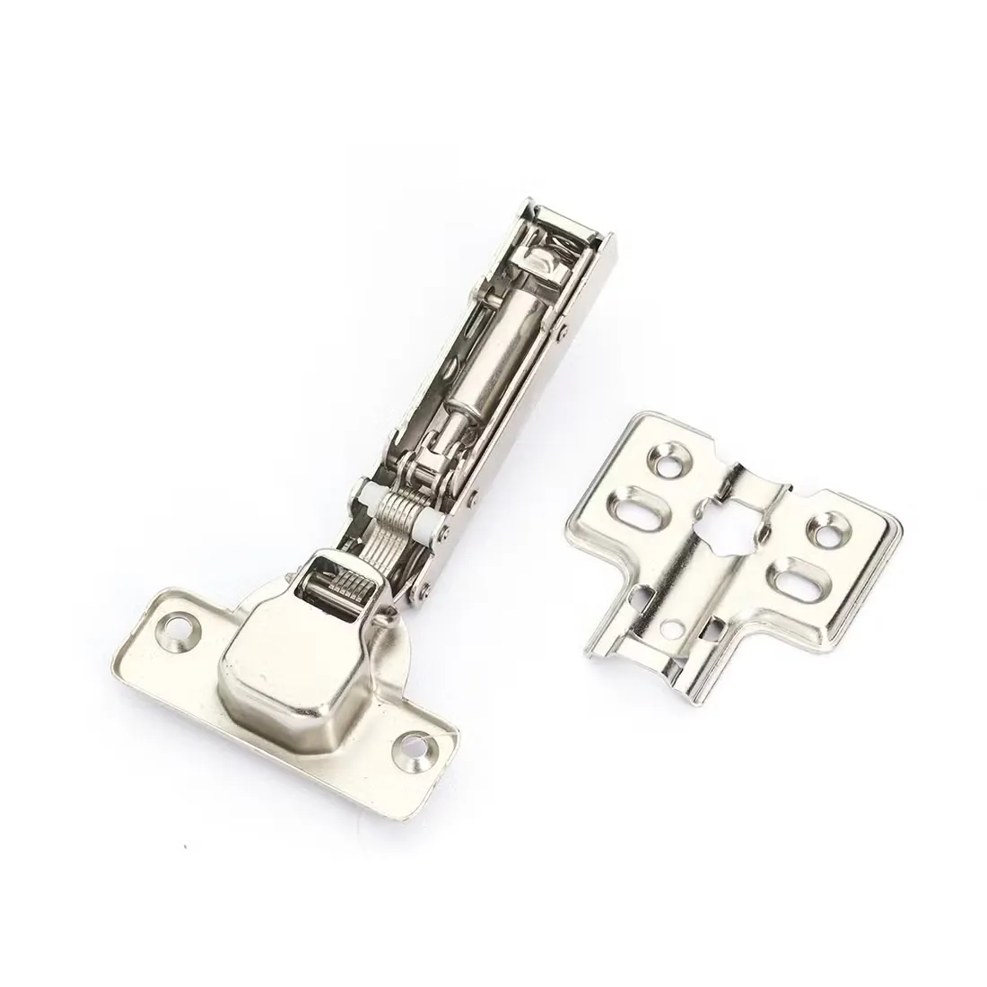 Nickel plated cabinet hinge with mounting plate