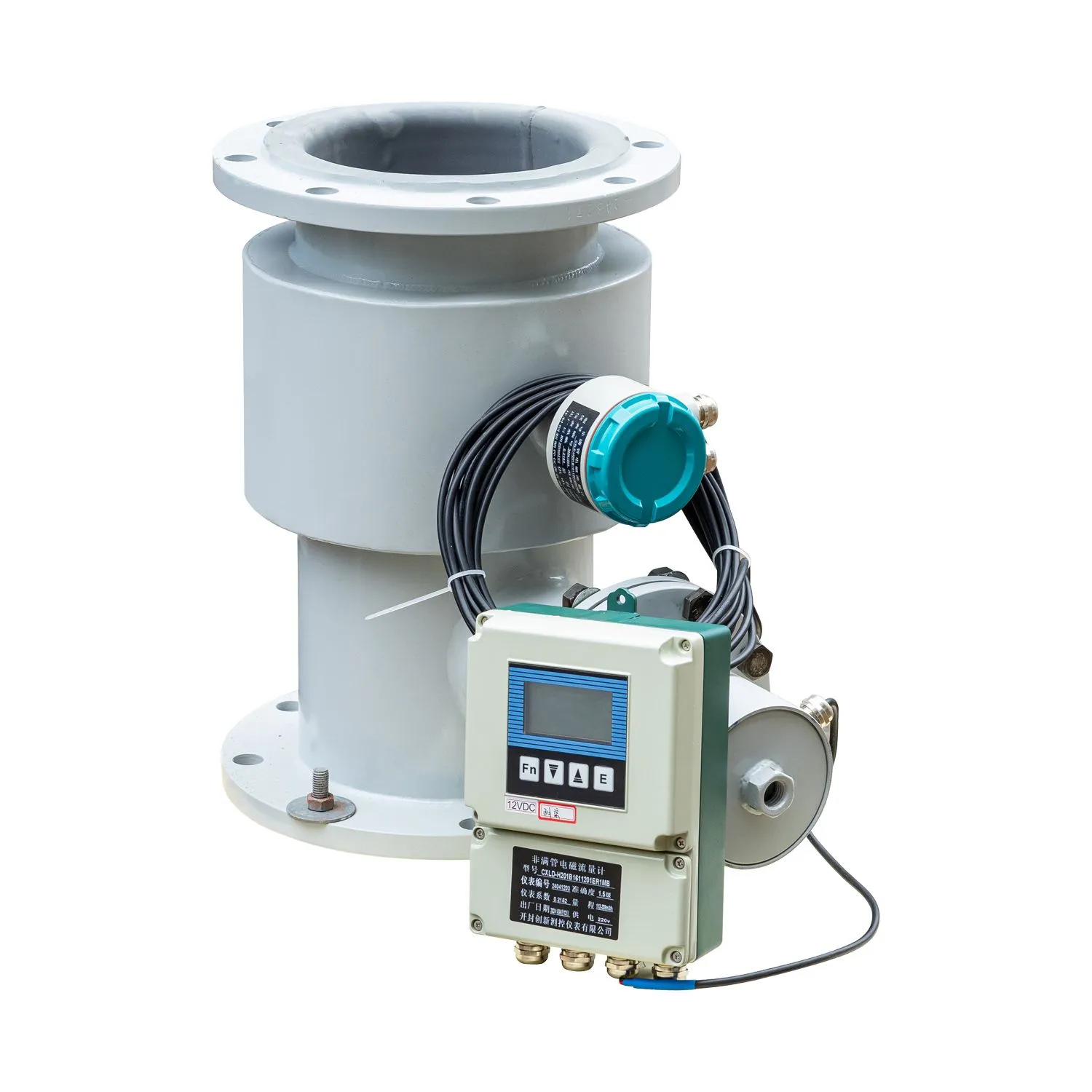 Vertical non-full pipe flow meter section with wall converter