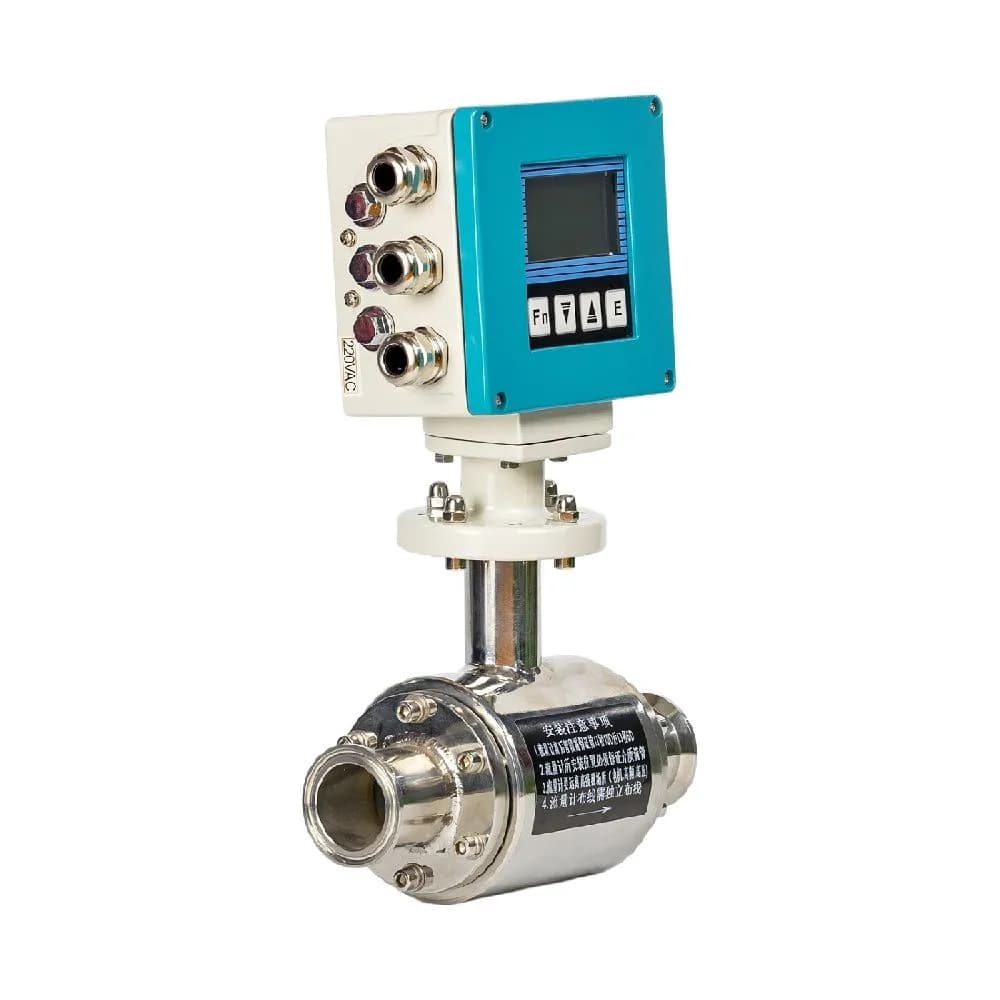 Compact stainless steel electromagnetic flow meter with display head