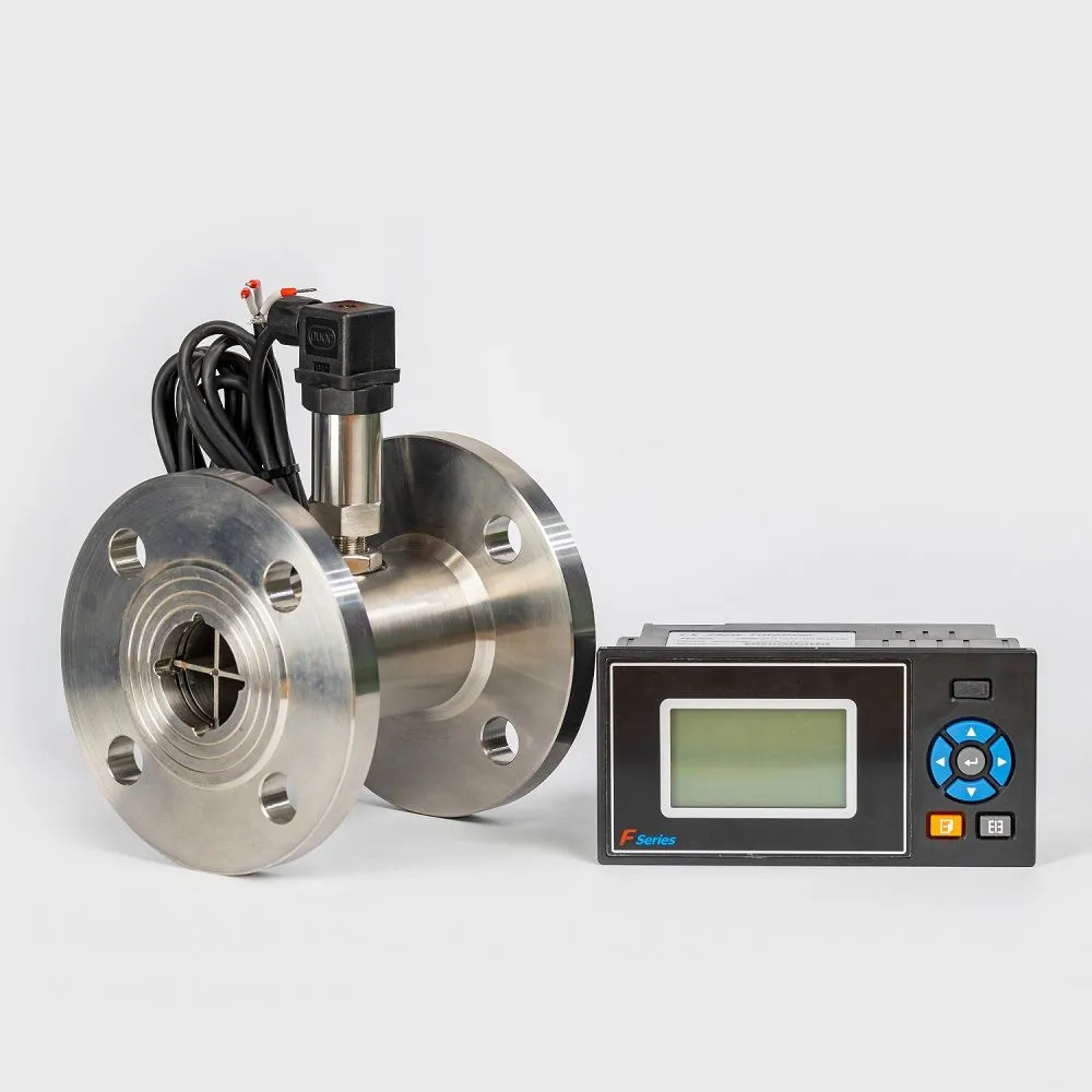 Flanged stainless turbine flow meter with sensor and panel display unit