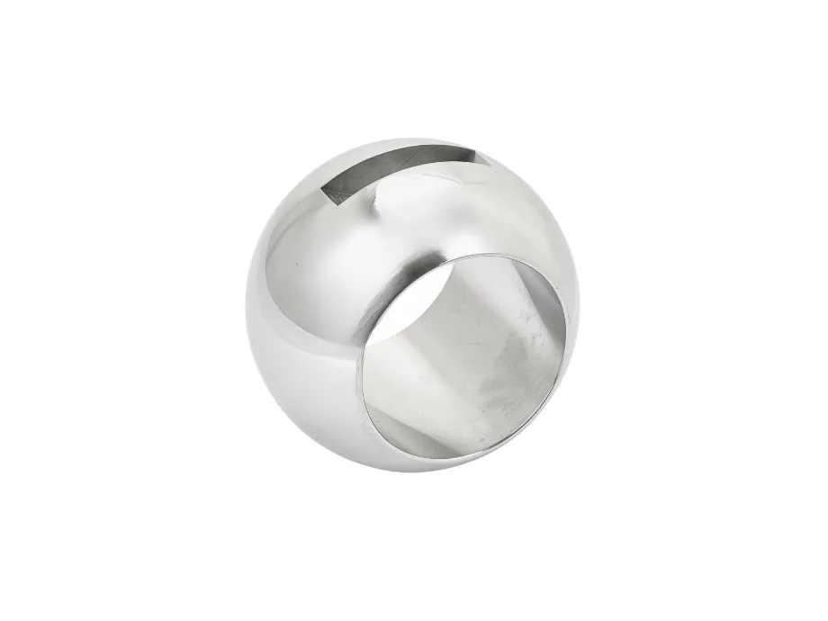 Polished steel floating valve ball with a flow bore