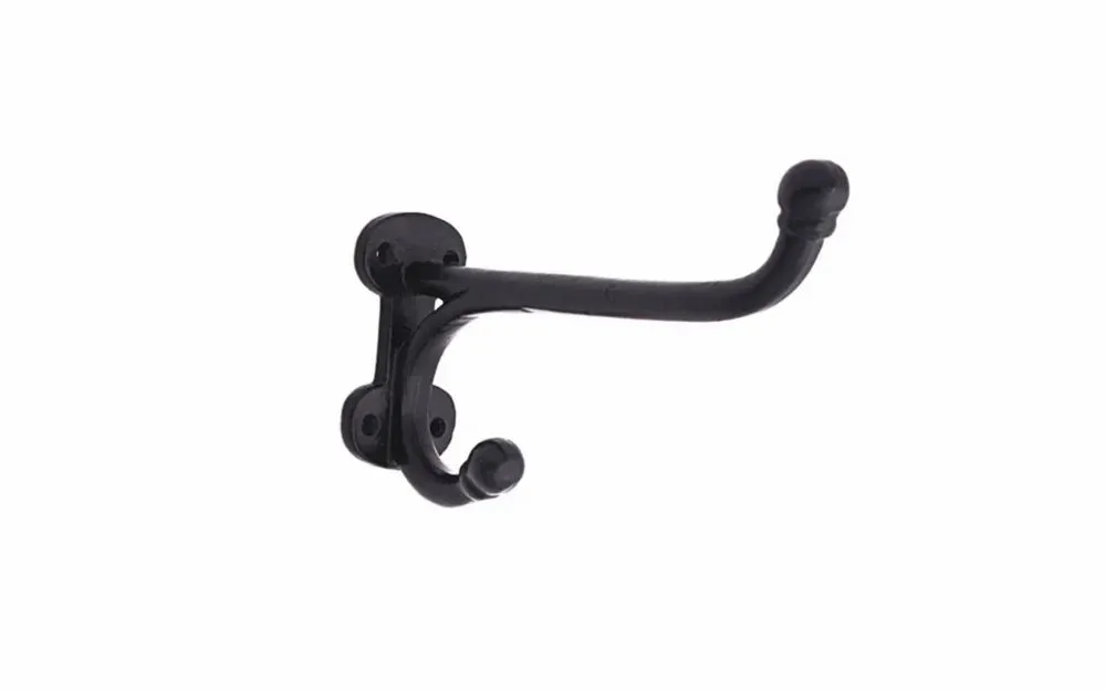 Black cast iron double coat hook
