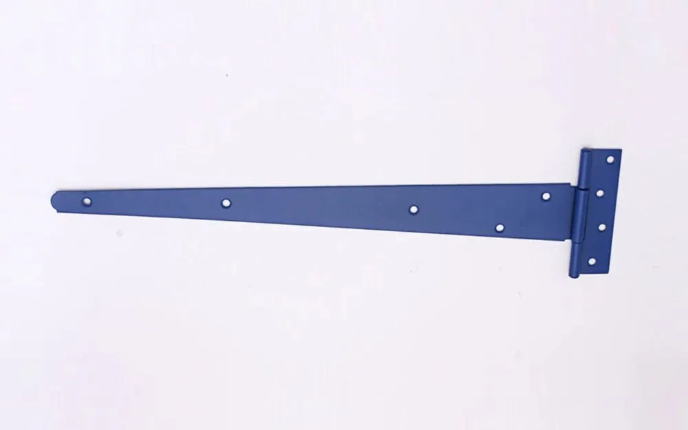 Blue painted iron tee hinge, horizontal