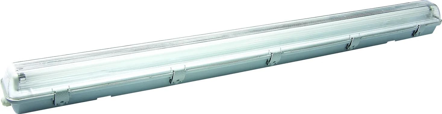 Long LED tri-proof light fitting with end clips