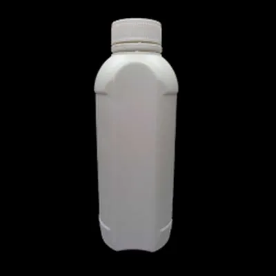 White plastic bottle with a lock cap on a black background