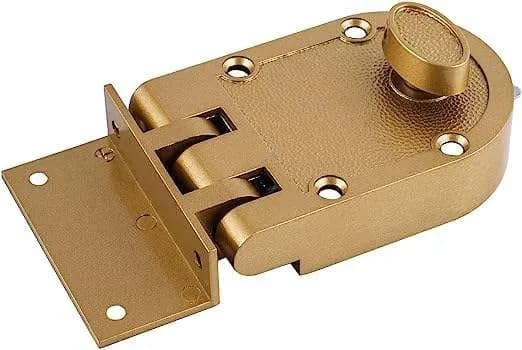 Gold rim deadbolt with strike plate