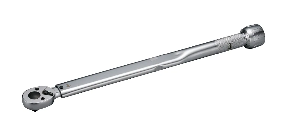 Chrome click type torque wrench with a ratchet head