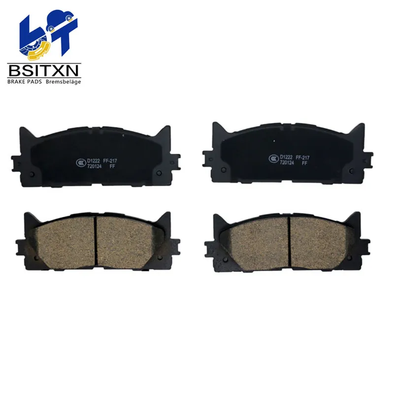 Two pairs of disc brake pads, backs and friction faces