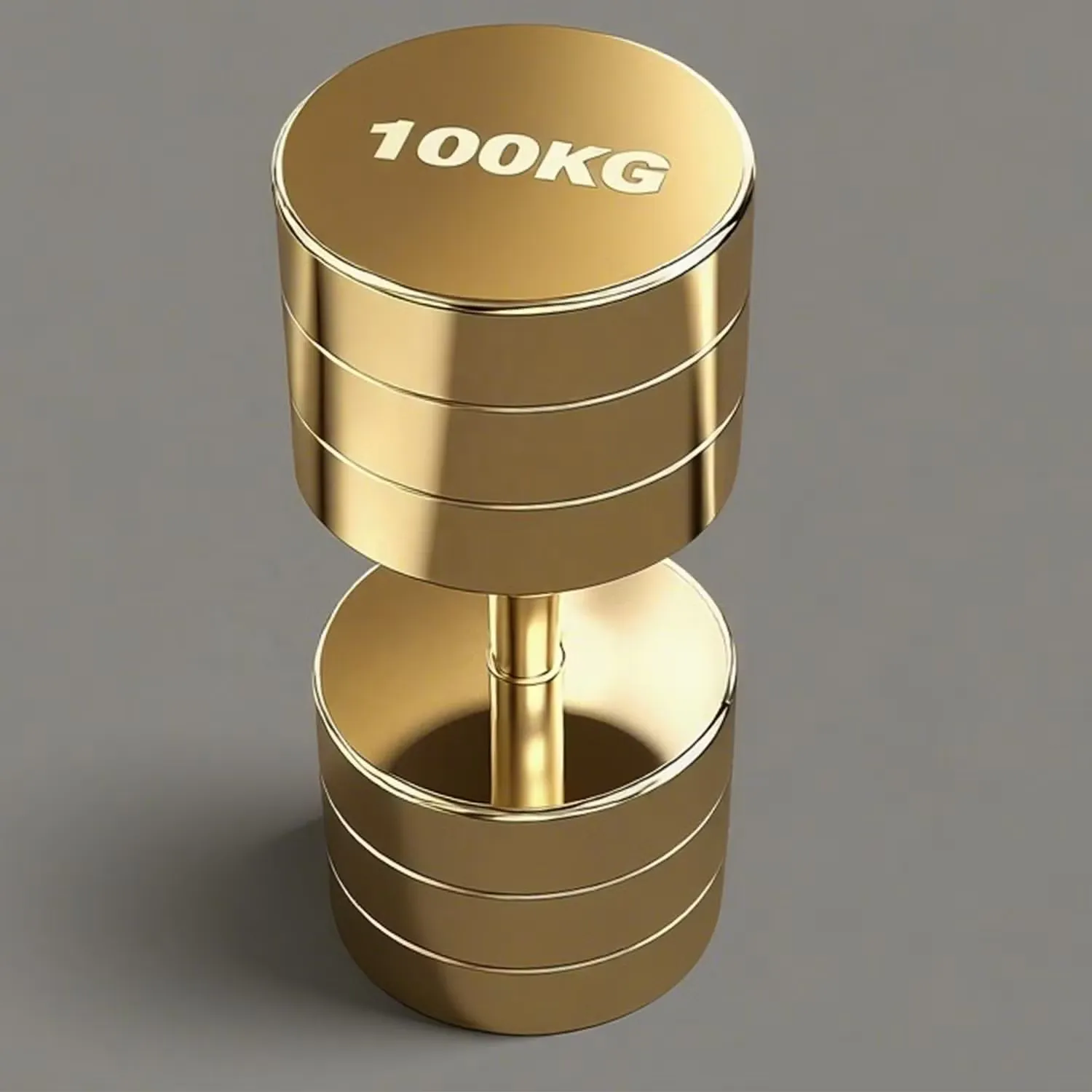 Gold dumbbell marked 100 KG