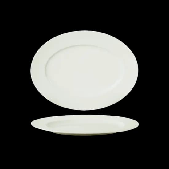 White porcelain oval platter with a plain rim