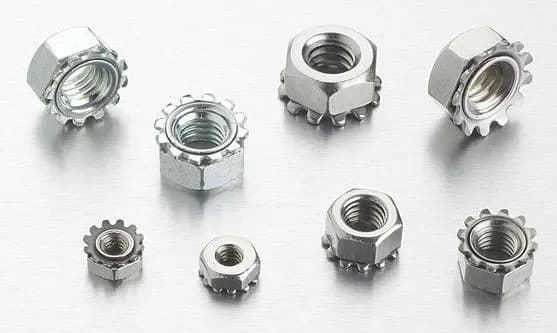 Hex KEP nuts with attached tooth lock washers