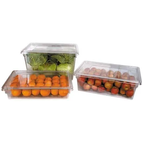 Clear storage containers filled with vegetables and fruit