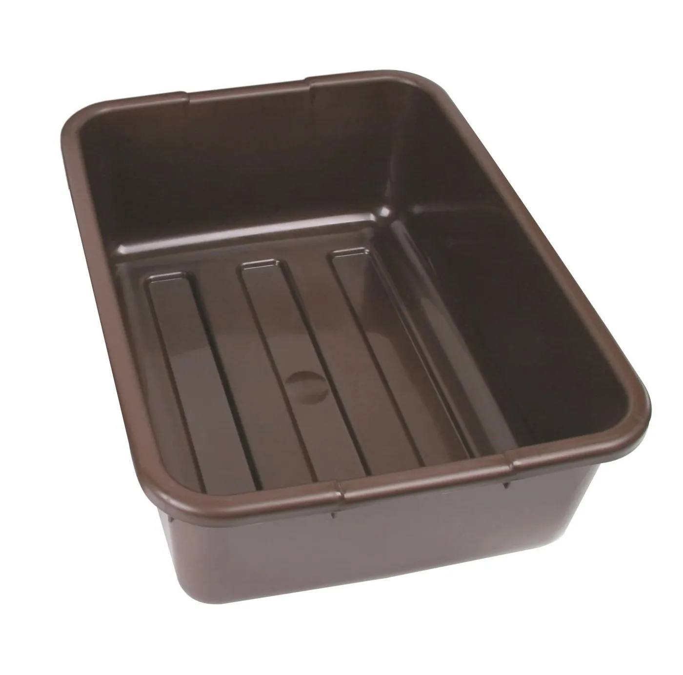 Brown rectangular plastic bussing box