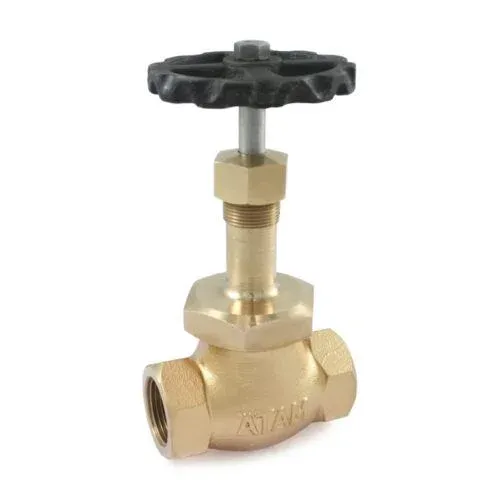 Bronze globe valve with black handwheel and screwed ends