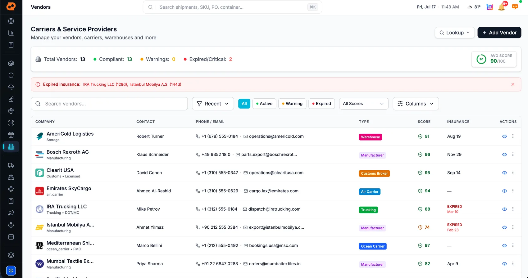 Gateway Terminal vendor management